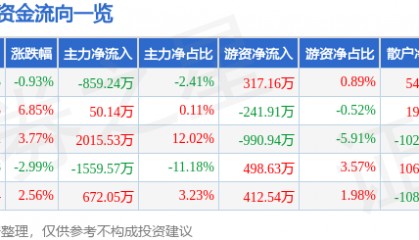 股票行情快报：狄耐克（300884）12月9日主力资金净卖出859.24万元