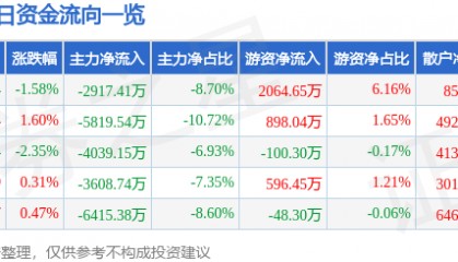 股票行情快报：数码视讯（300079）8月29日主力资金净卖出2917.41万元
