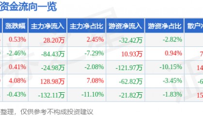 股票行情快报：ST熊猫（600599）4月17日主力资金净买入28.20万元