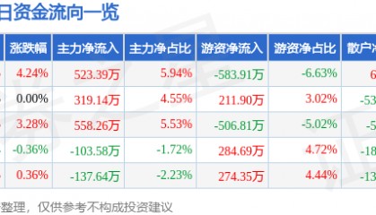 股票行情快报：大龙地产（600159）12月2日主力资金净买入523.39万元