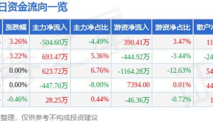 股票行情快报：合肥城建（002208）2月10日主力资金净卖出504.60万元